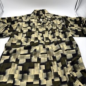 Gachu Mens Button Down‎ Shirt Size Extra Large Multicolor Block Pattern Casual